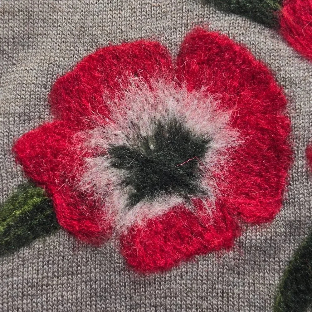 NWOT J. Jill Knit Scarf with Needle Felted Wool Flowers
